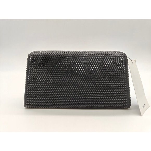 MANGO MNG rhinestone embellished box clutch shoulder bag	- BLACK - Picture 7 of 10